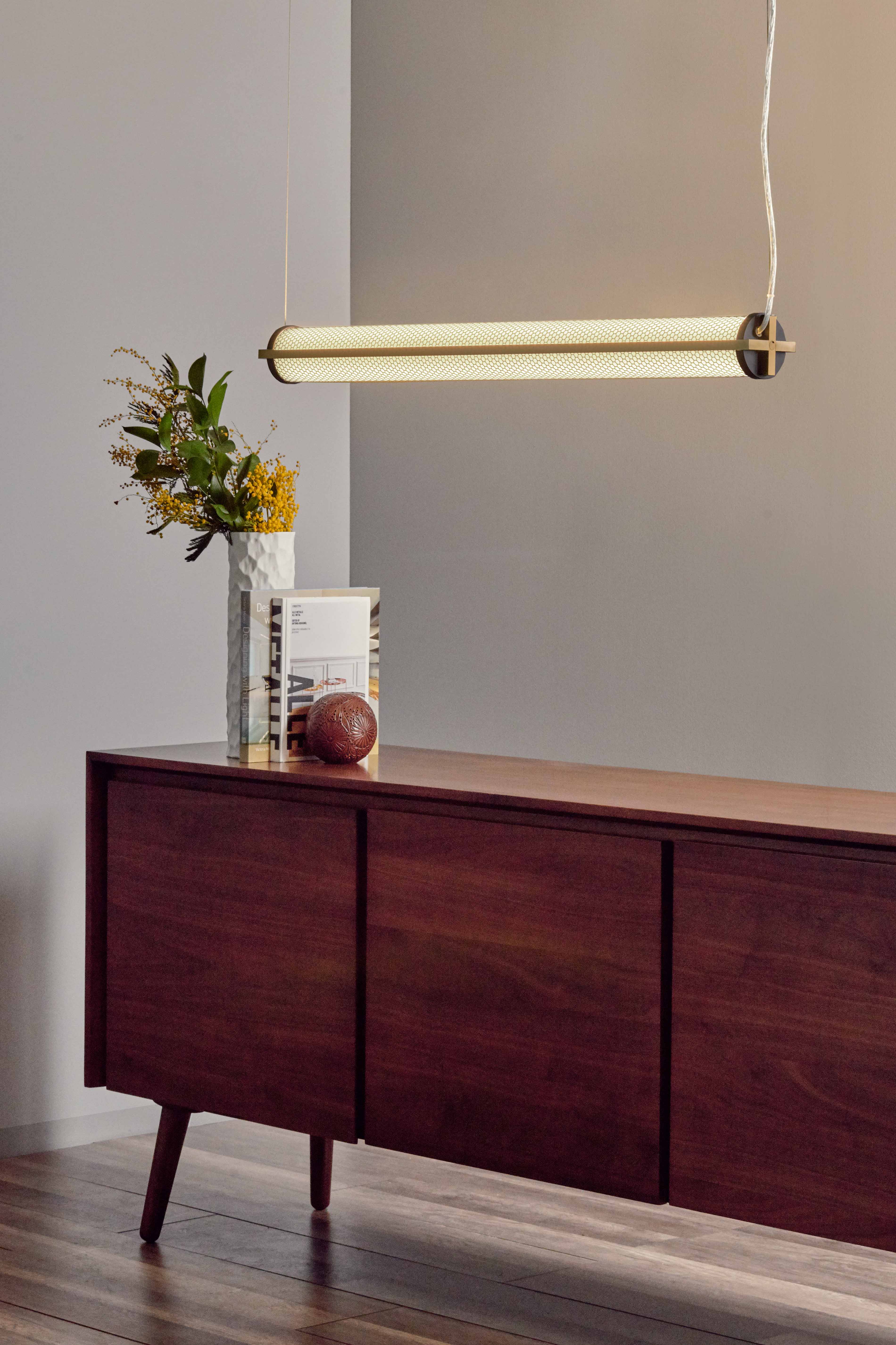 Juniper-Metropolis-LS-Credenza-HR Juniper-Lighting-Metropolis-Suspension-Over-Contemporary-Credenza