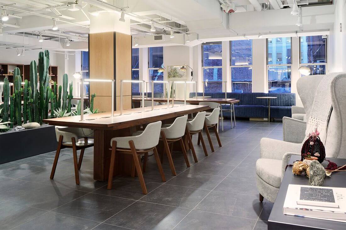 coworking space assemblage nyc juniper lighting