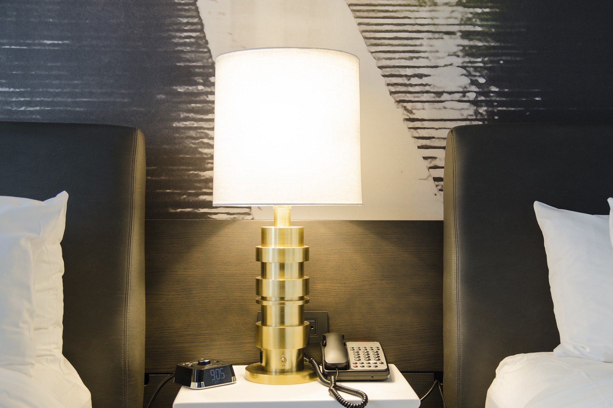 Satin Brass Custom Lamp at Marriott Brooklyn